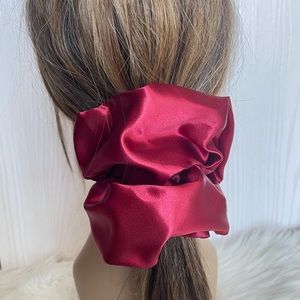 Merlot Jumbo Satin Hair Scrunchie, formal Hair Accessories, Wine Color